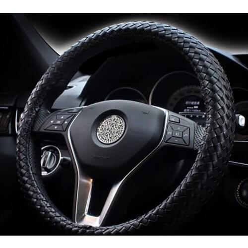 Hand Make Woven Car Steering Wheel Cover Sport Steering Covers Four Season Leather Auto Steering-Wheel Cases For Men Accessories