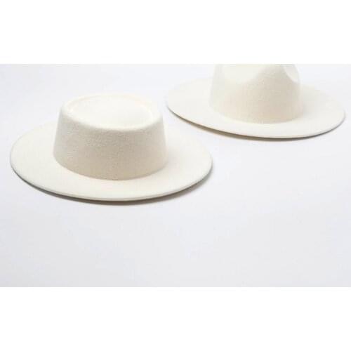 Women 100% Wool Felt Hats White Wide Brim Fedoras for Wedding Party Church Hats Pork Pie Fedora Hat Floppy Derby Triby Hats Base