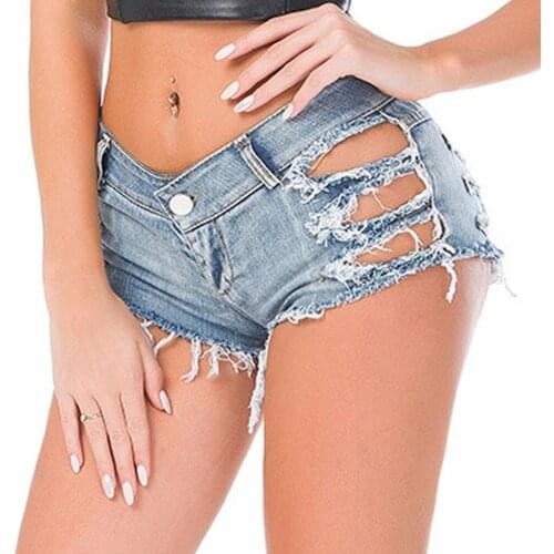 Denim Hot Shorts Women Sexy Ripped Hole Low Waist Jeans Shorts Summer Beach Denim Shorts Fashion Bottom Casual Denim Shorts