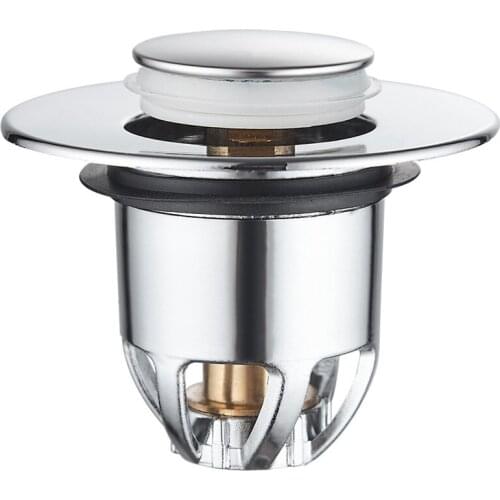 1pc Basin Drain Stainless Steel Chrome Bouncing Core Push Type Sink Drain Plug Sink Drain Pipe Fittings