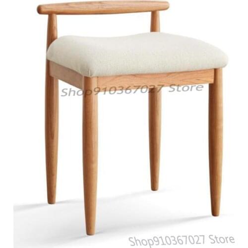 Solid Wood Makeup Stool Modern Minimalist Cherry Wood Net Red Dressing Table Stool Nordic Bedroom Dressing Stool