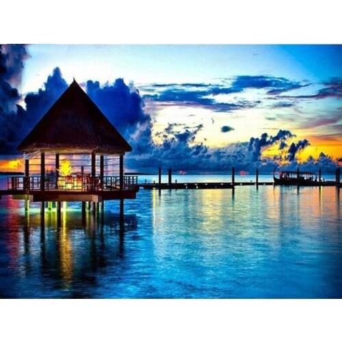 Souvenir Gifts Pavilion In The Sunset Diamond Painting Cross Stitch Crafts Diamond Embroidery Wall Painting Home Decor Mosaic