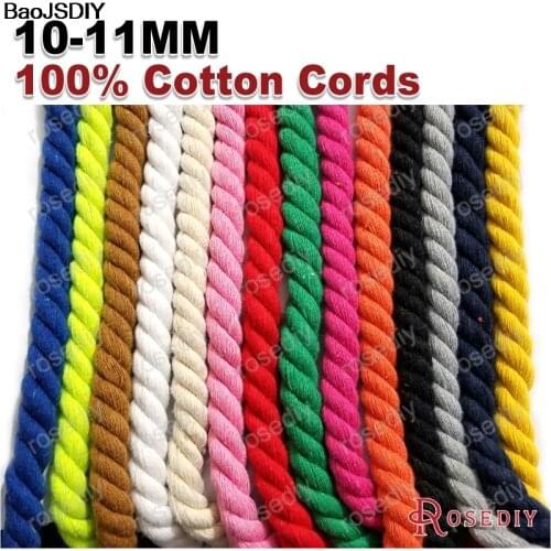 Wholesale Diameter 8mm 10mm 20mm Colorful 100% Cotton Three Strands Twisted Cords Rope Diy Findings Accessories(CA1003)