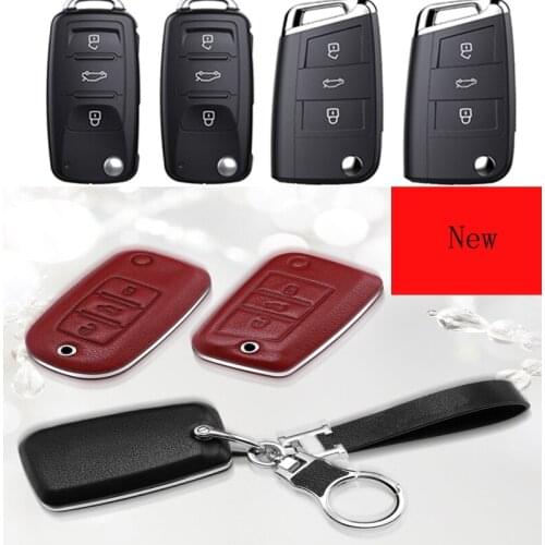 High-Quality Leather Car Smart Key Case Cover for Skoda Octavia Kodiaq Superb Karoq Superb Kamiq Car Accessories