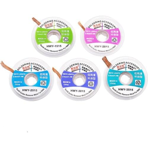 1PCS 1515 2015 2515 3015 Width 1.5mm 2.0mm 2.5mm 3mm 3.5mm Length 1.5MDesoldering Braid Solder Remover Wick Wire Repair Tool