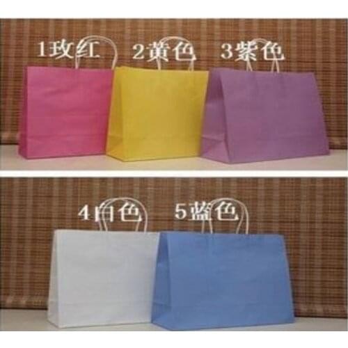 20PCS Big Size Shopping bag Janpan technical Kraft paper bag with handle Fashionable gift bag Wholesale price