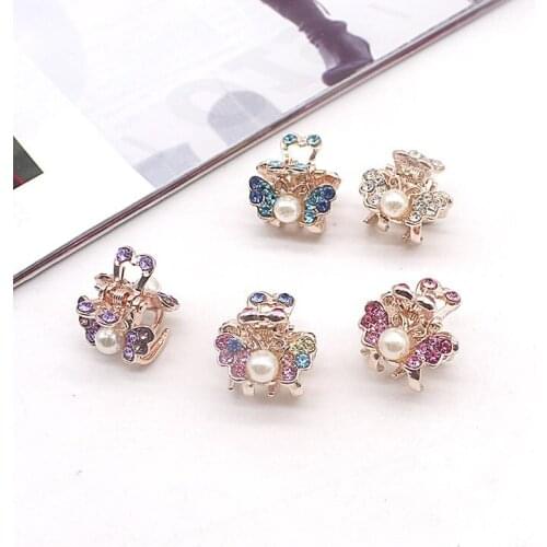 4pcs Cute Crystal Flower Metal Hair Claws Hair Clip Girls Headdress DIY Headwear Hair Oranment Accessories Headwear