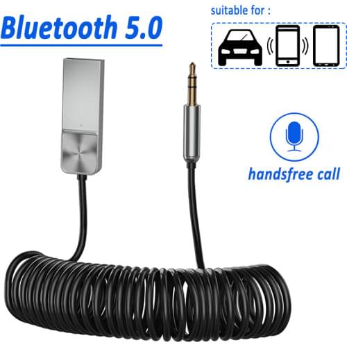 Bluetooth 5.0 Receiver Car AUX 3.5mm Jack Wireless Audio Transmitter USB Dongle BT 5.0 Stereo Hands-free call Mic Music adapter