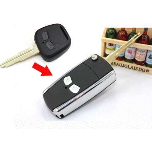 2 Buttons Modified Flip Folding Remote Key Shell Case For Mitsubishi Lancer Fob Key Cover