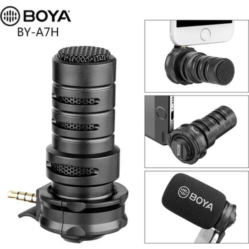 BOYA BY-A7H 3.5mm Digital Stereo Cardioid Condenser Microphone Superb Sound for Android Devices Recording Youtube Interview Show