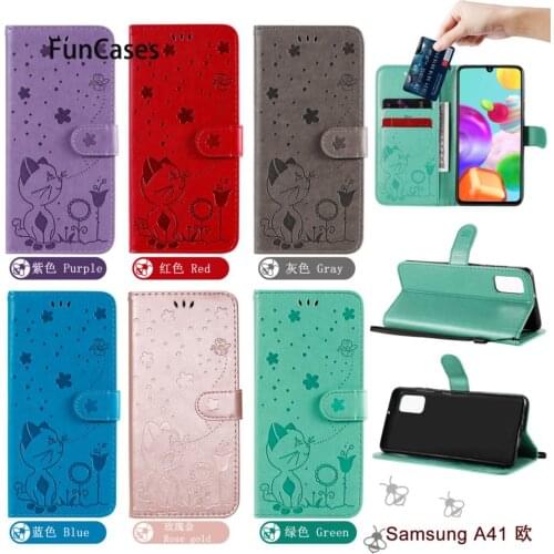 Phones Cases For armor Samsung A41 EU Green PU Leather Flip Wallet Phone Shell Cover Galaxy A41 EU hoesje Eurasian version Cove