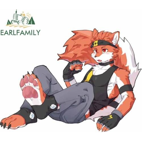 EARLFAMILY 13cm x 9.6cm for Fox Furry Car Stickers Occlusion Scratch Laptop Trunk RV Decoration Vinyl Car Wrap Decal