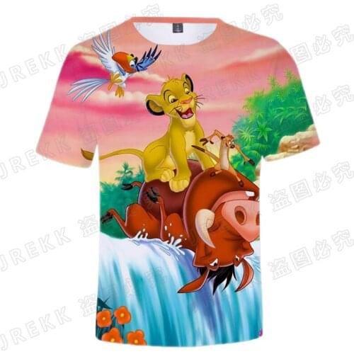 Disney Anime The Lion Kings Timon and Pumbaa T Shirt Men Women Children Summer Boy Girl Kids Short Sleeve Cool Wild Boar Tee