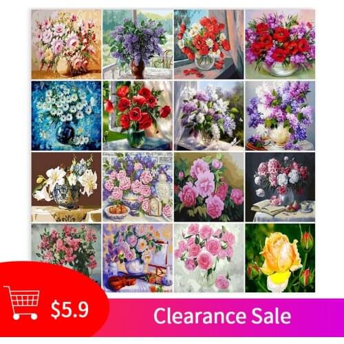 GATYZTORY 60x75cm Frame DIY Painting By Numbers Flower Picture By Number Kits Handmade Diy Gift Home Living Room Decor Craft