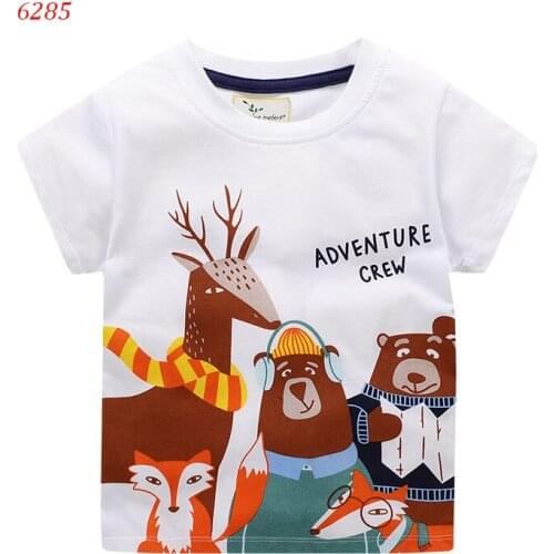 Cotton jumping meters 2-7T baby boys girls cartoon t shirts with printed a lovely cartoon kids new short sleeves summer clothin