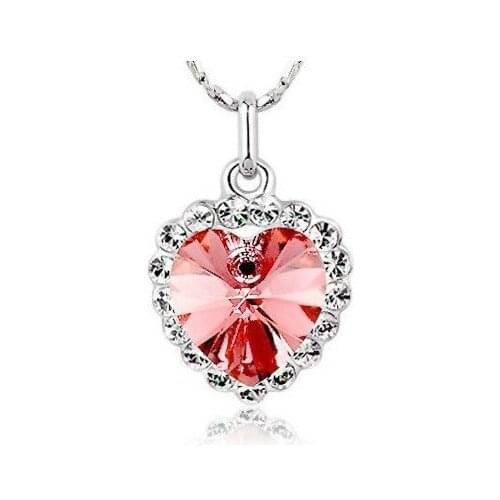 Crystal ornaments wholesale 7 colour peach heart crystal necklace pendant 4018-12 South Korea adorn article new models