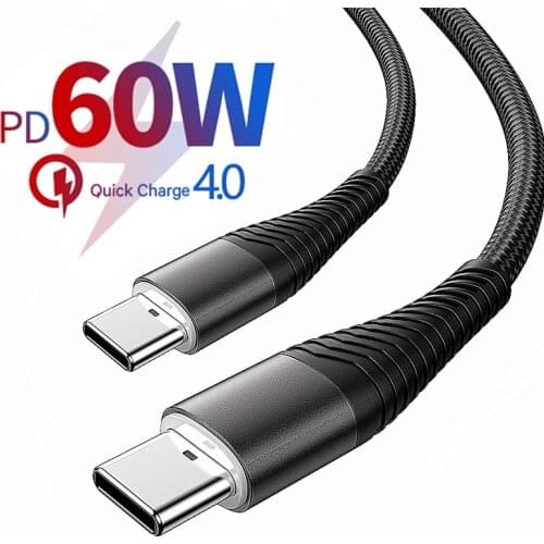 60W USB C to USB Type C cable USB-C fast charger wire QC 3.0 PDType-C cable for Huawei P30 20 Plus Samsung S10 S9 Xiaomi Macbook