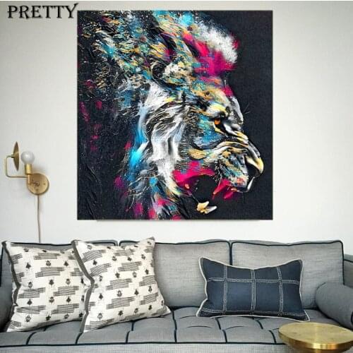 Graffiti Lion Poster Watercolor Animal Print Canvas Oil Paintings Wall Art Painting Picture Aesthetic Room Decoration