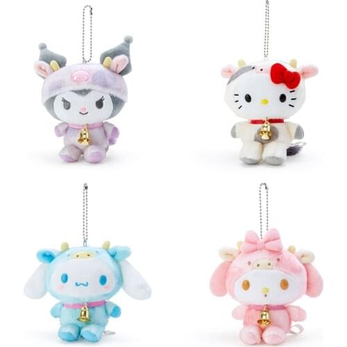 Kawaii Kuromi Cartoons Cute My Melody Cinnamorol Cats Soft Stuffed Plush Dolls Anime Decorate Keychina Adult Kids Toys Girl Gift