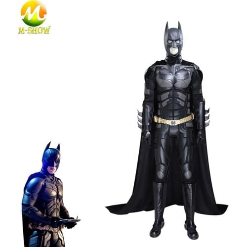 Bat Cosplay Costume The Dark Knight Rises Suit for Man Bat Bruce Wayne Complete Outfit With Leather Jumpsuit for Halloween