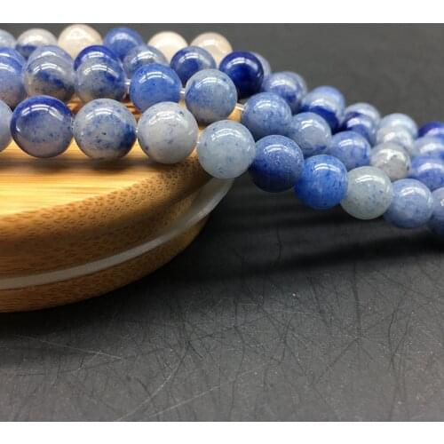 1 Strand Blue Aventurine Stone Beads Natural Quartz Round Charm Bead Jewelry Making Decoration Accessories 4-12mm Manual Finding