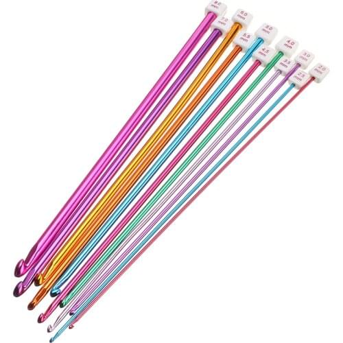 11PCS Crochet Hooks Aluminum Knitting Needles Sweater Knitting Needles Set Yarn Knit Hook Tools 2-8mm Handmade Making Best Gift