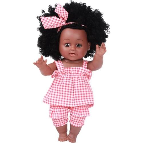 African American Reborn Simulation Black Full Enamel Baby Doll Toddler Toys Cute Soft Lifelike Newborn Baby Play House Doll Girl