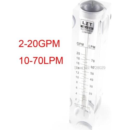 LZT M-25 Water Flow Meter Liquid Rotameter Flowmeter Flow Sensor 10-70LPM / 2-20GPM