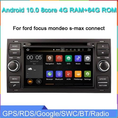 7" two din car dvd player for ford focus mondeo s-max connect car audio android 9.0 system octa core 4g ram 32g rom wifi gps