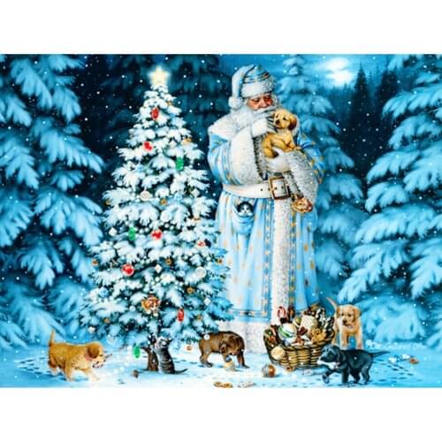 Santa Claus Embroidery Cross Stitch Kit Needlework Craft Set Cotton Thread Canvas Printed Home Decor Christmas Gift On Sale
