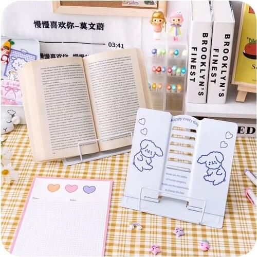New Kawaii Bear Metal Folded Adjustable Reading Book Holder Ipad Tablet Phone Holder Study Bookends School Stationery