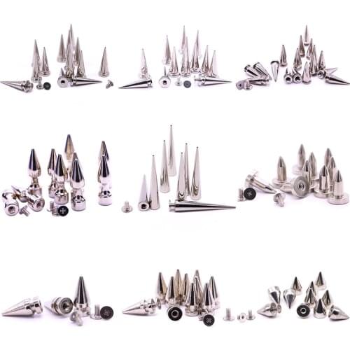 New Silver top-grade tapered rivets, big leather craft studs rivets black spikes and studs silver studs punk