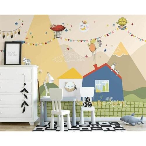 Beibehang papel de parede Customized modern cartoon small animals abstract valley children background wallpaper home decoration