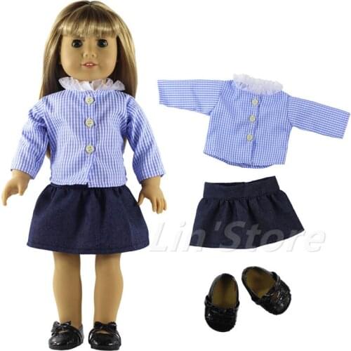 Doll Clothes Top+skirt for 18'' American Doll Handmade Clothes Outfit