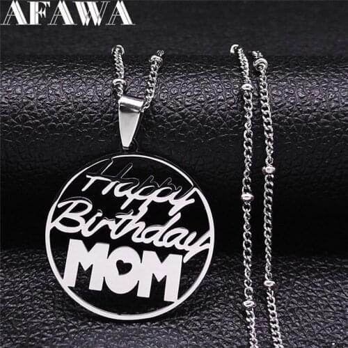 Happy Birthday Mom Stainless Steel Pendants Necklaces Moms Birthday Gift Silver Color Necklaces Women Jewelry acero N3124S01