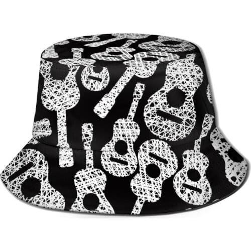 CINESSD Bucket Hat Unisex Bob Caps Hip Hop Gorros Classic Acoustic Guitars Music Theme Summer Panama Cap Beach Sun Fishing Hat