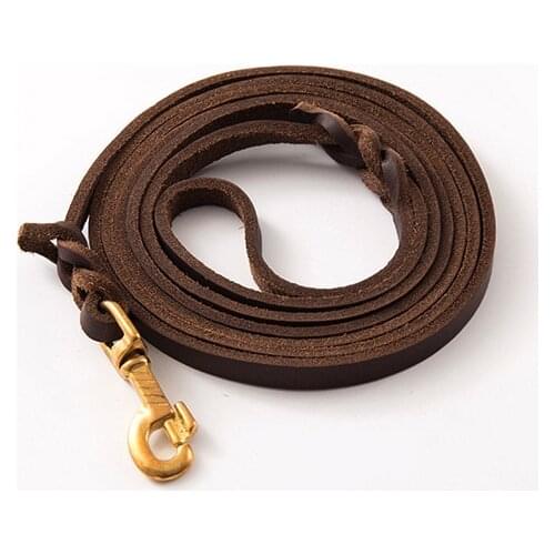 Top Quality Cowhide Large Dog Braided Genuine Leather Leashes Pet Dog Traction Rope Free Shipping WB297
