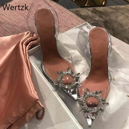 Transparent PVC Sandals Women Pointed Clear Crystal Cup High Heel Stilettos Sexy Pumps Summer Shoes Peep Toe Women Pumps B483