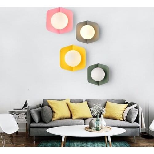 Modern Nordic Colorful Macaron Candy Ball LED Wall Lamp Bedroom Bedside Light Balcony Courtyard Sconce Lights Wall Decor Art