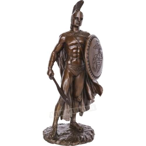 Sparta Warrior Real Bronze Statue Ancient Greek Spartan Sculpture Exquisite Vintage Western Art Home Decor