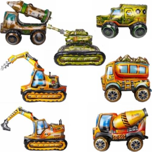 Missile Tank Excavator Off-road Vehicle Racing Aluminum Film Balloon Childrens Birthday Toy Balloon Party Decoration
