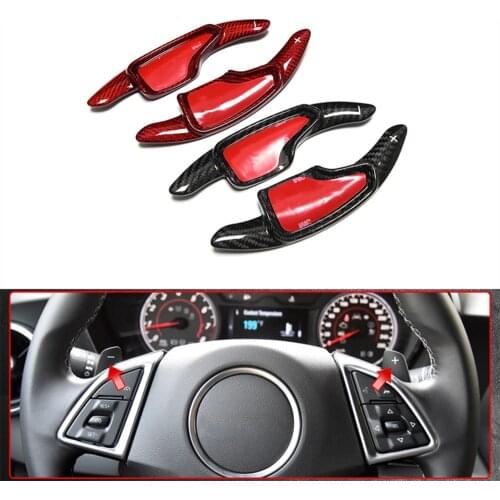 Carbon Fiber Shift Lever Paddle Steering Wheel Shifters Extended For Chevrolet Camaro 2016-2020 Corvette C7 2015-2019