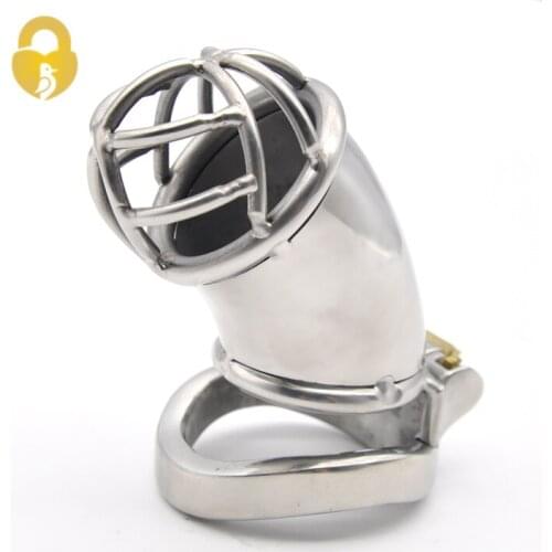 Penis Exercise Male Stainless Steel Standard Cock Cage Penis Ring Chastity Device with Stealth New Lock Adult Sex Toy AB027