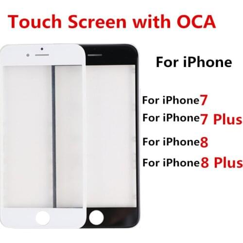 Outer Screen For iPhone 8 Plus / iPhone8 Front Touch Panel LCD Display Out Glass Cover Lens Repair Parts + OCA