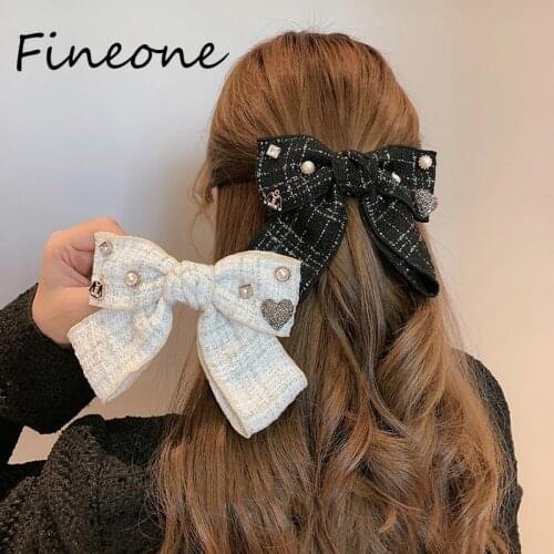 Crystal Pearl Big Bow Hair Clips For Women High-end Flower Hair Accessories Rhinestone Hairpins Bows Flower Hairgirps Barrette