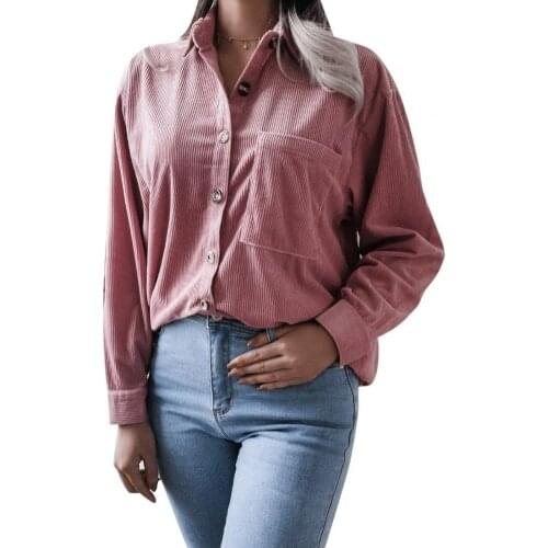 Women Fashion Casual Shirt Long Sleeve Solid Color Loose Turn-down Collar Autumn Blouse for Office Dailywear