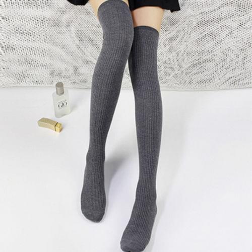 2019 Womens Cotton Stockings Tights Winter Cable Knitted Over Knee Long Boot Thigh-High Warm Stretch Stocking