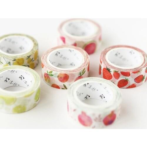 1pc 1.5cm * 7m Cute Kawaii Fruit Masking Washi Tape DIY Decorative Adhesive Tape For Scrapbooking Decoration