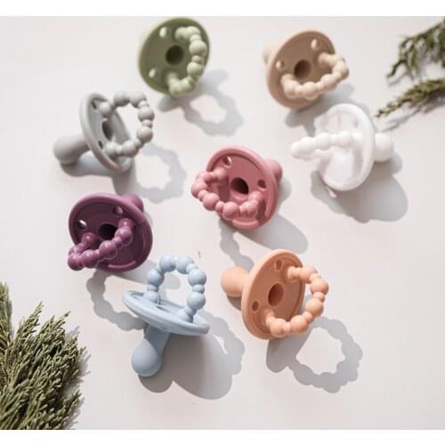 1PC Baby Silicone Pacifier Smile Face Solid Color Soother Teether Infants Food Grade Lovely Nipple Chupetes Newborn Supplies