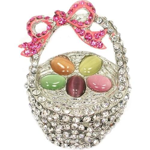 12pcs/lot Wholesale Fashion Brooch Rhinestone Jewelry Gift Easter Basket Pin brooches C2246